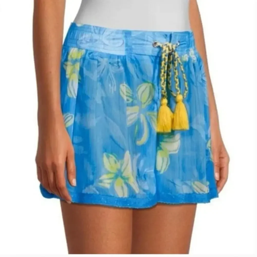 RAMY BROOK Shorts NEW Size S Printed Tessa Semi Sheer Blue Elastic Waist $195 - Picture 6 of 8